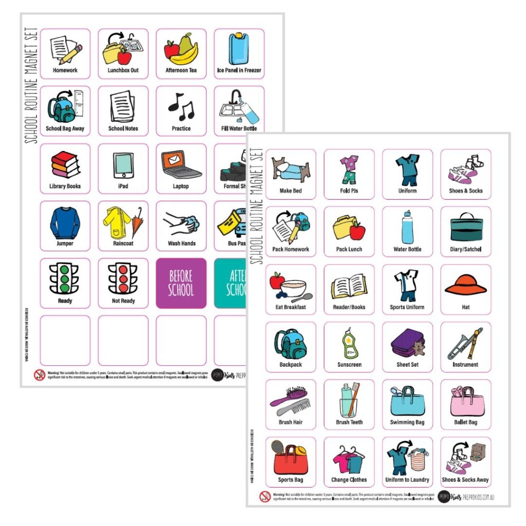Before & After School Routine (A4) - NEW FONT - Prepp'd Kids - Prepp'd Kids