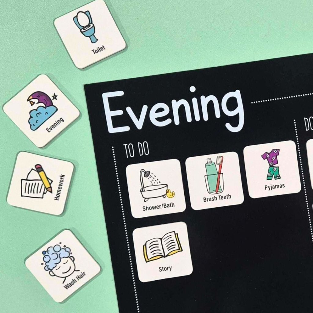 Morning & Evening Routine Set (A4) - NEW FONT - Prepp'd Kids - Prepp'd Kids