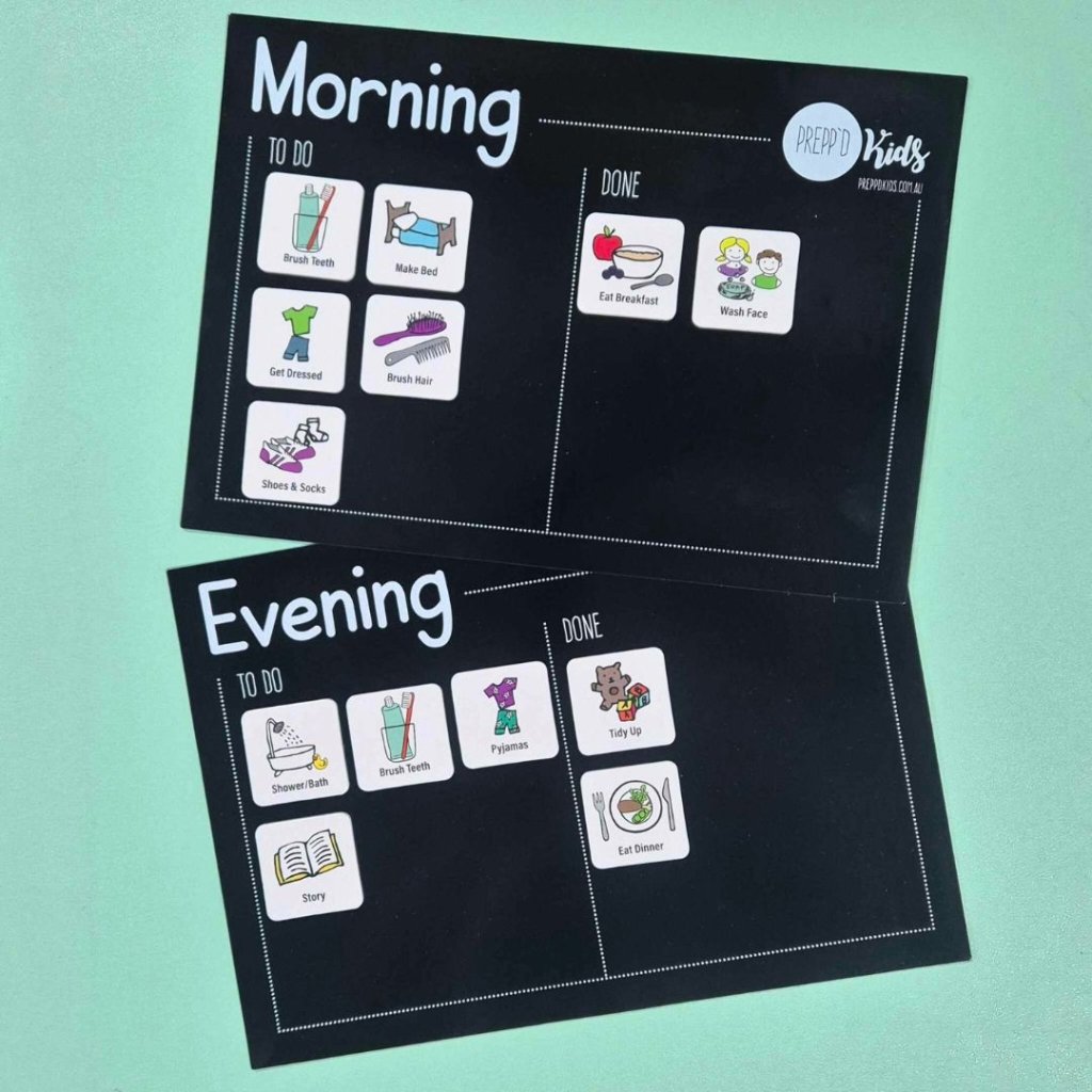 Morning & Evening Routine Set (A4) - NEW FONT - Prepp'd Kids - Prepp'd Kids