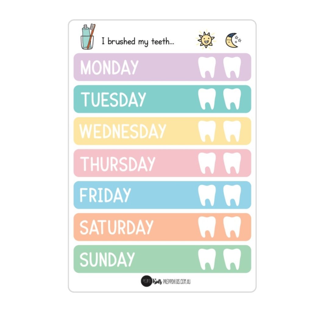 Toothbrush Chart (NEW removeable material) - FREE GIFT - Prepp'd Kids - Prepp'd Kids