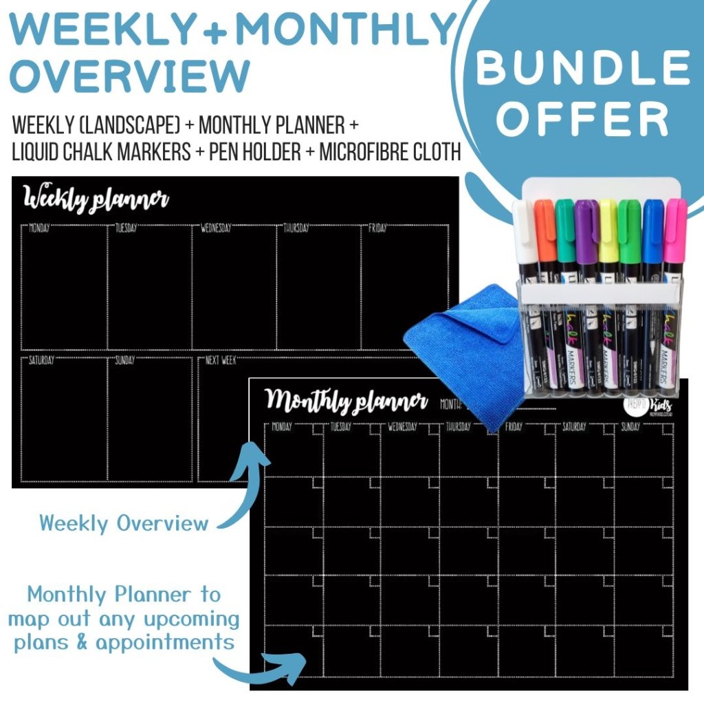 Weekly & Monthly Overview (w. Neon Chalk) - Prepp'd Kids - Prepp'd Kids