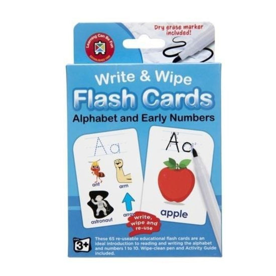 Alphabet & Early Numbers Flash Cards - Write & Wipe w/marker - Prepp'd Kids - Learning Can Be Fun