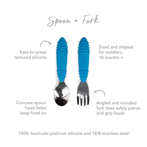 Bumkins Spoon and Fork - Dark Blue - Prepp'd Kids - Bumkins
