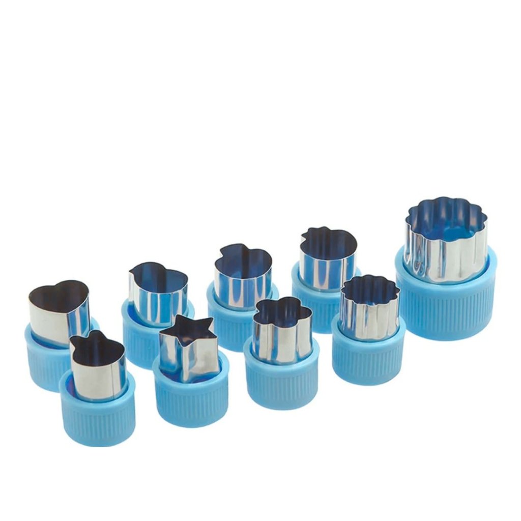 Fruit & Vegetable Cutter Set (9 piece Stainless Steel) - Blue - Prepp'd Kids - Prepp'd Kids