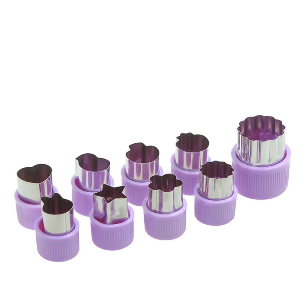 Fruit & Vegetable Cutter Set (9 piece Stainless Steel) - Purple - Prepp'd Kids - Prepp'd Kids