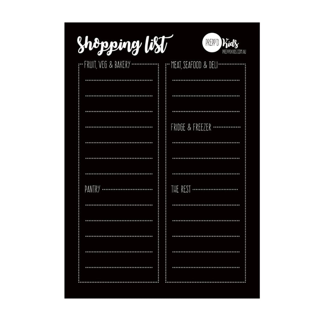 Shopping List (A4 size) - FREE GIFT - Prepp'd Kids - Prepp'd Kids