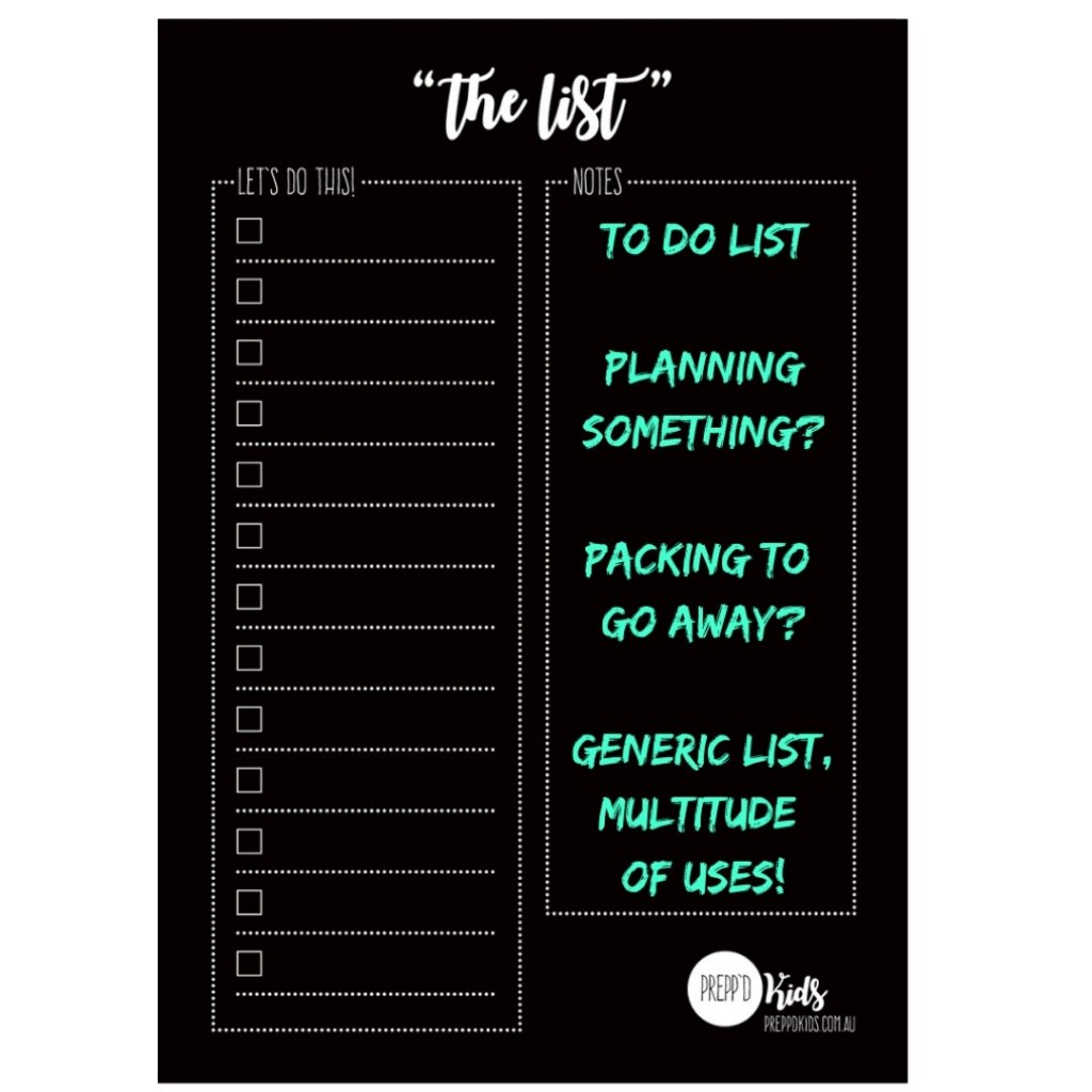 The List (A4 size) - Prepp'd Kids - Prepp'd Kids