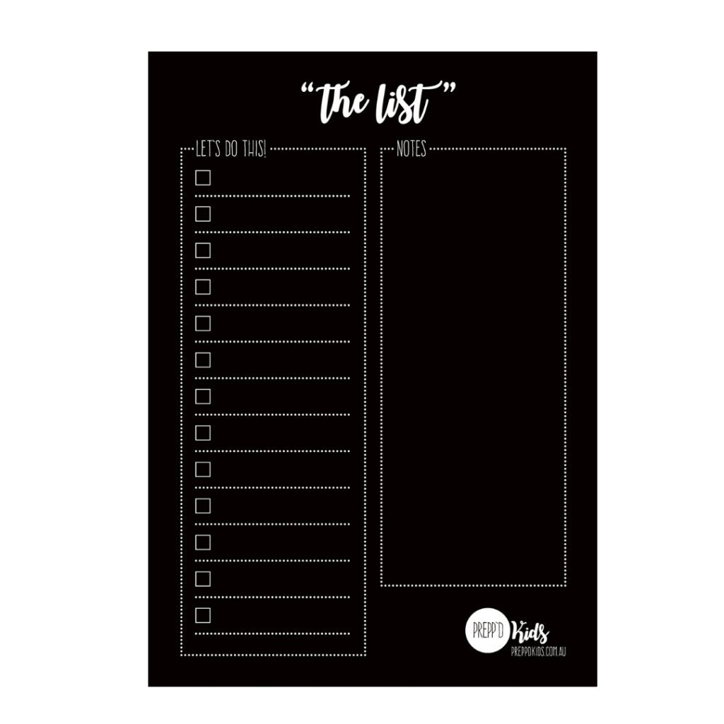 The List (A4 size) - Prepp'd Kids - Prepp'd Kids