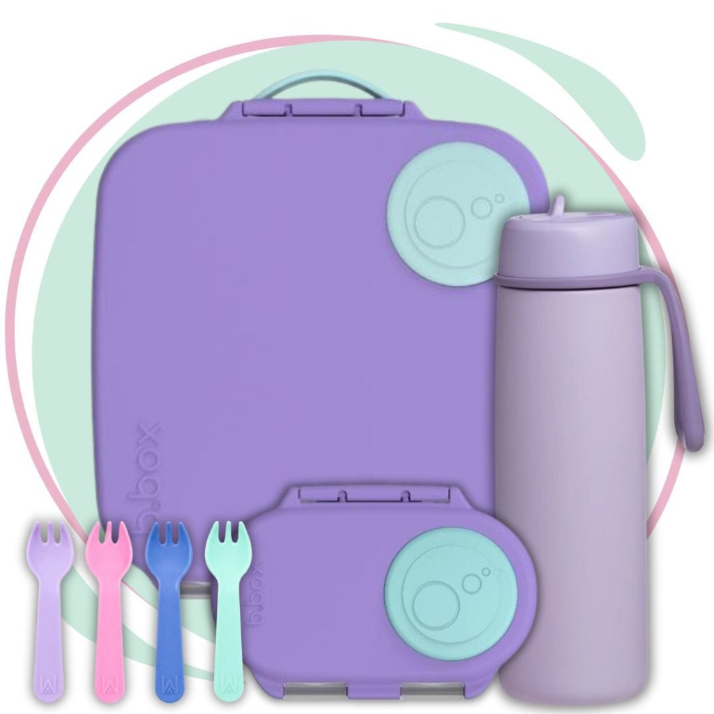 B.box Large+Snack Bundle - Lilac 2 (Flip Top) - Prepp'd Kids - B.box