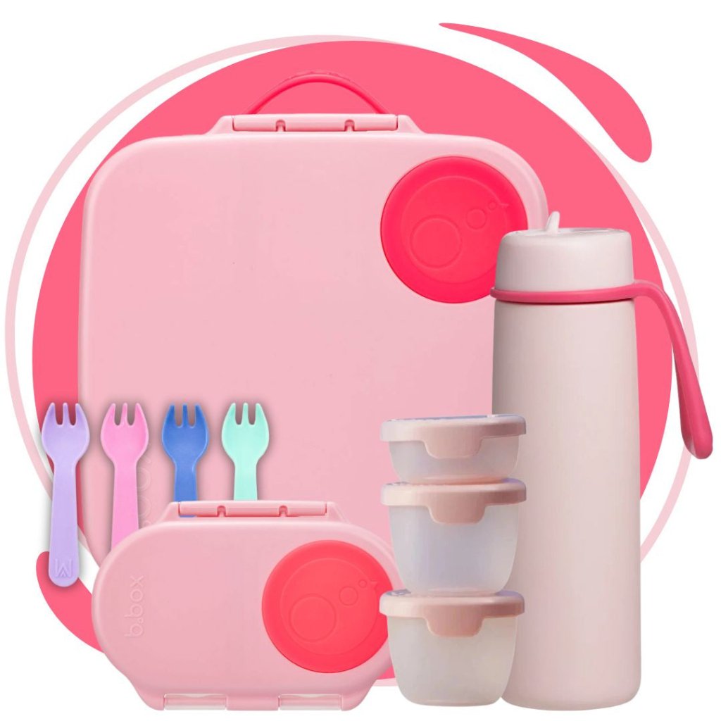 B.box Large+Snack Bundle - Sweet Flamingo - Prepp'd Kids - B.box