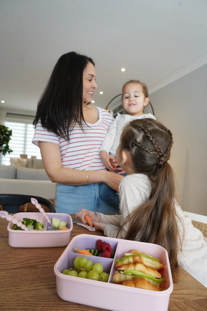 Bento Box with Removable Compartments (1250ml) - Pink/Grey - Prepp'd Kids - Melii