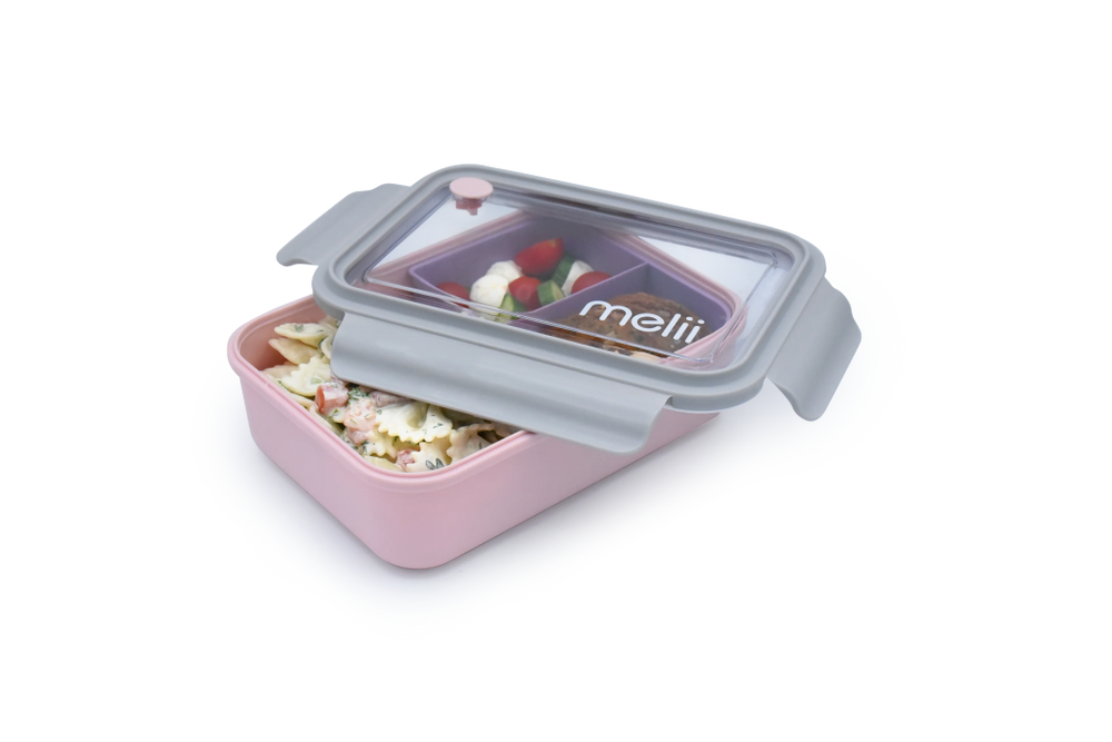 Bento Box with Removable Compartments (1250ml) - Pink/Grey - Prepp'd Kids - Melii