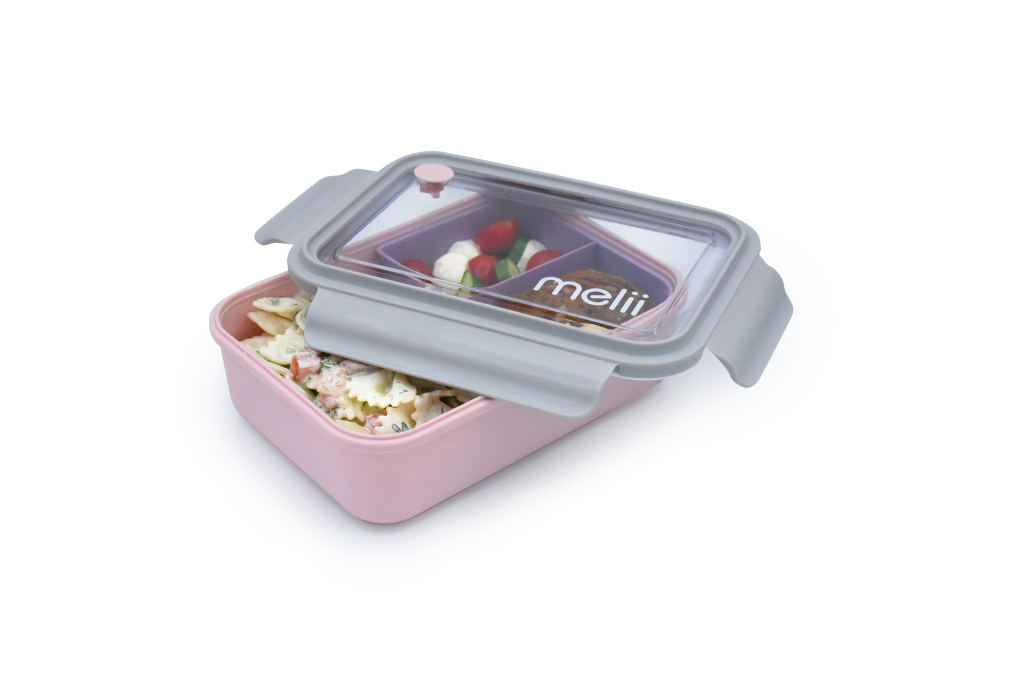 Bento Box with Removable Compartments (1250ml) - Pink/Grey - Prepp'd Kids - Melii