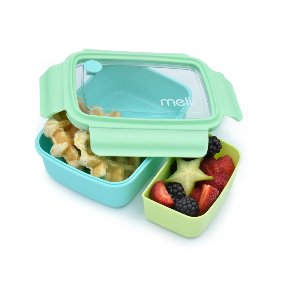 Bento Box with Removable Compartments (880ml) - Blue/Green - Prepp'd Kids - Melii