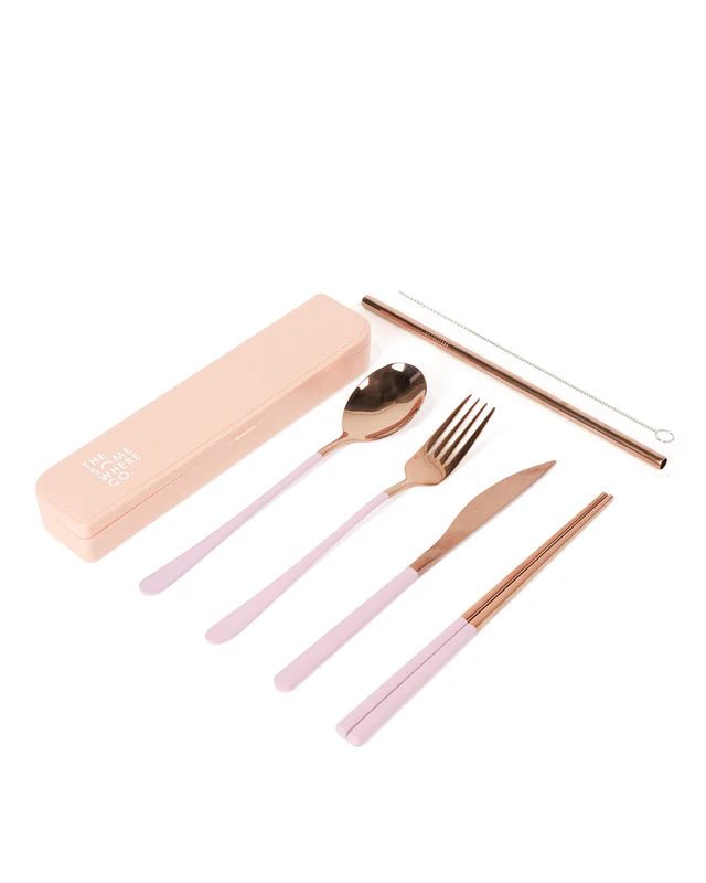 
                      
                        Cutlery Kit - Rose Gold with Lilac Handle - Prepp'd Kids - The Somewhere Co
                      
                    