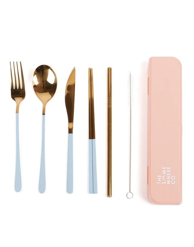 
                  
                    Cutlery Kit - Rose Gold with Powder Blue Handle - Prepp'd Kids - The Somewhere Co
                  
                