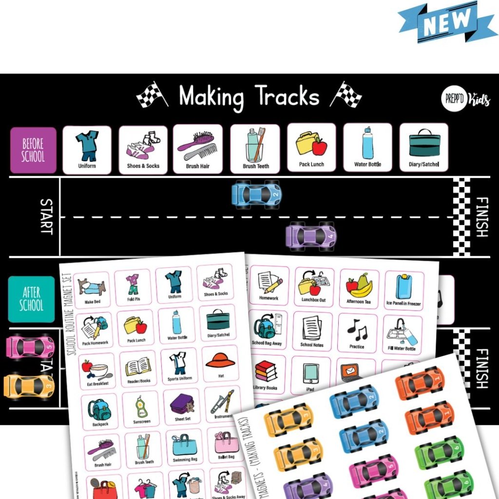 'Making Tracks' Sequencing Chart - incl. School Routine Magnet Set ...