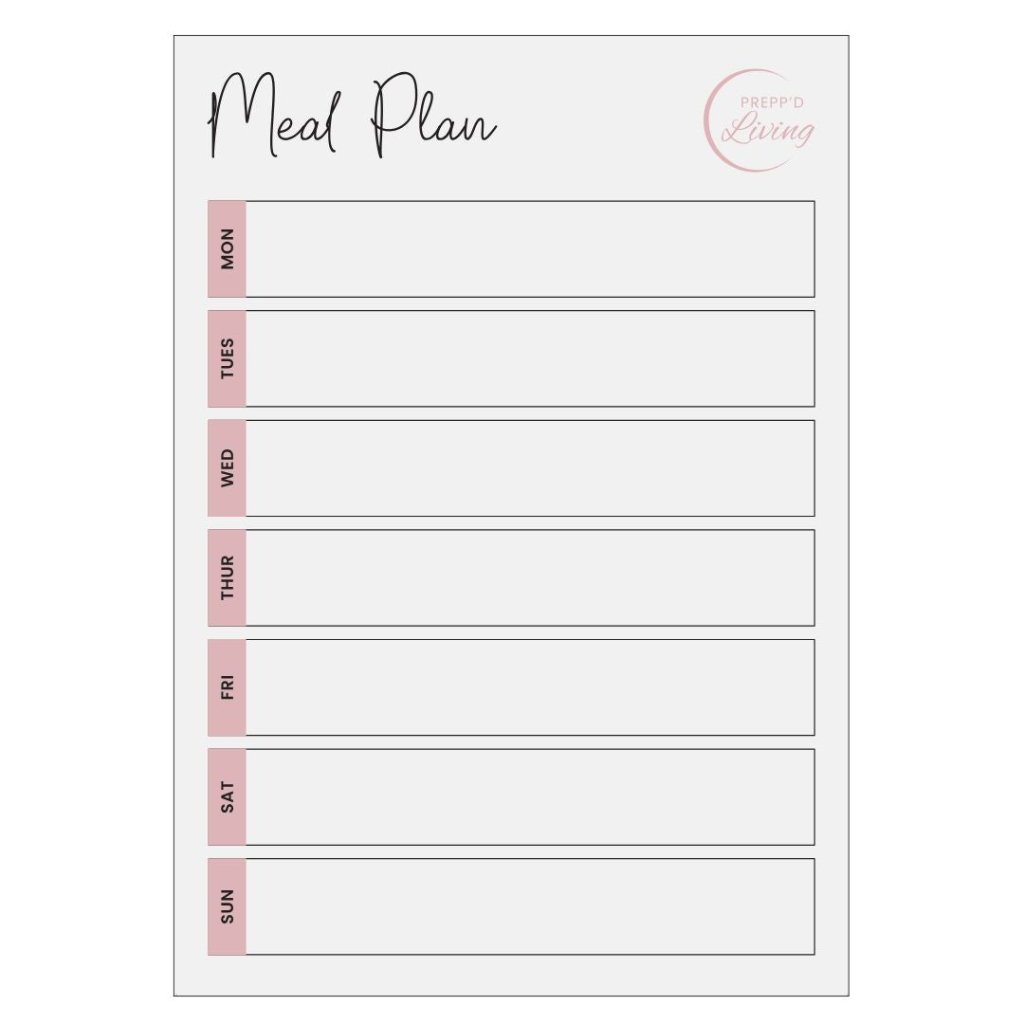 Meal Planner (A4) - Light/Blush - Prepp'd Kids - Prepp'd Kids