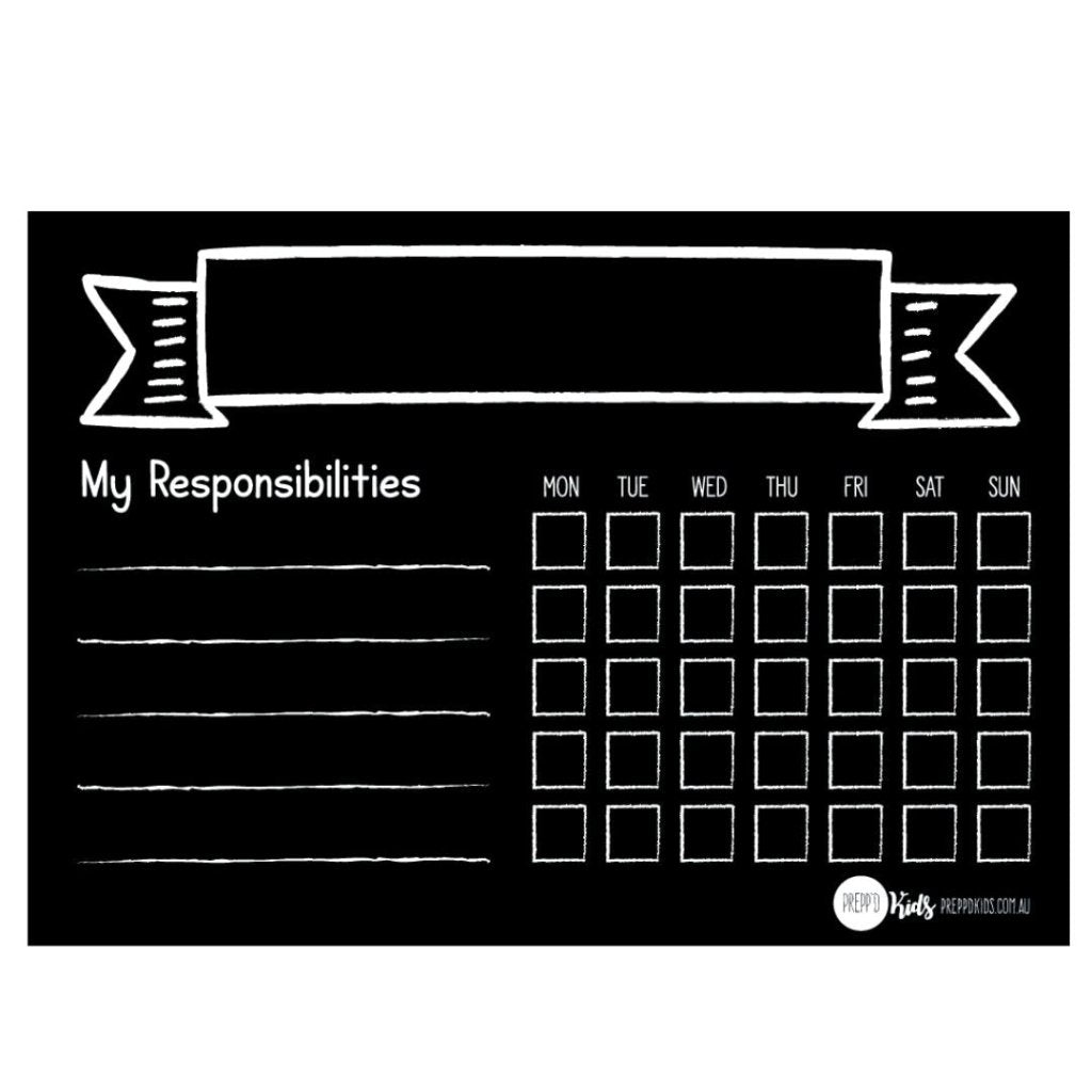 My Responsibilities (A4 size) - FREE GIFT - Prepp'd Kids - Prepp'd Kids