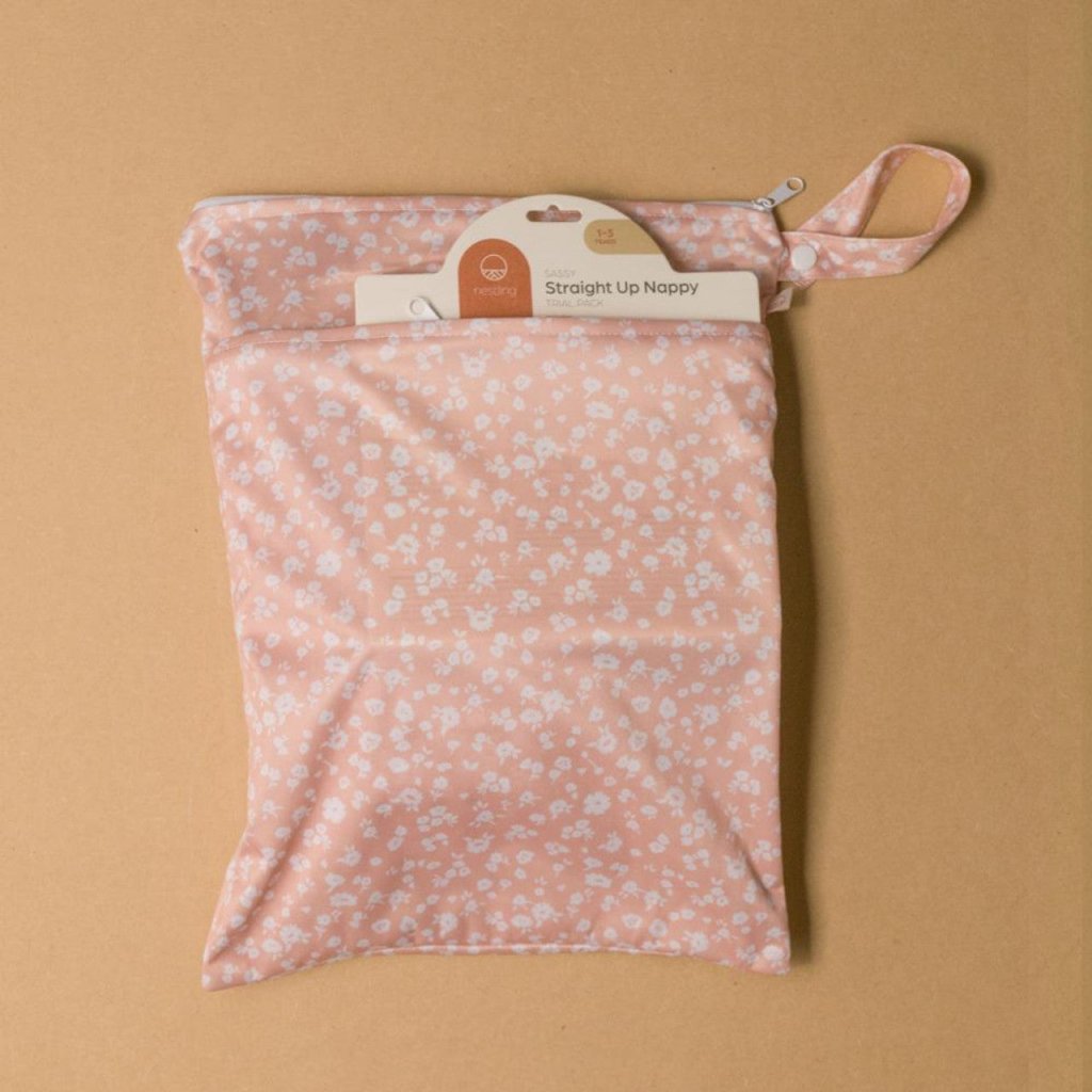 Nestling Double Pocket Wet Bag - Dusty Floral Pink - Prepp'd Kids - Nestling