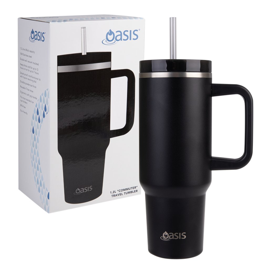 Oasis Insulated Commuter Travel Tumbler (1.2L) - Black – Prepp'd Kids