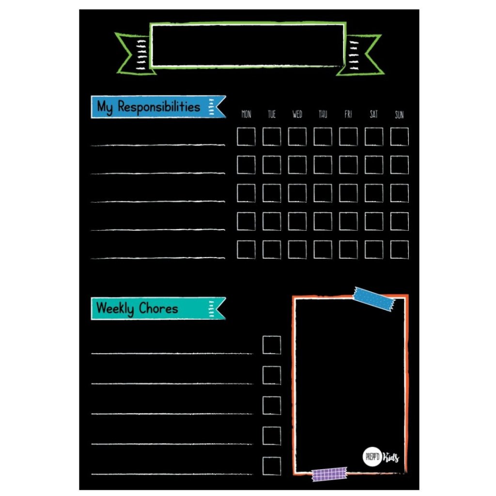 Responsibility Chart (A3) - Neon - Prepp'd Kids - Prepp'd Kids