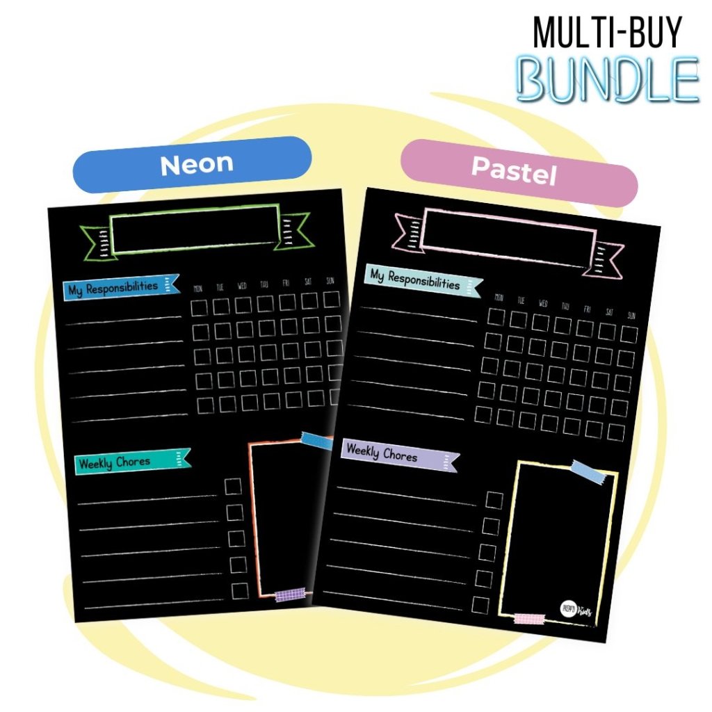 Responsibility Chart - NEON+PASTEL BUNDLE - Prepp'd Kids - Prepp'd Kids