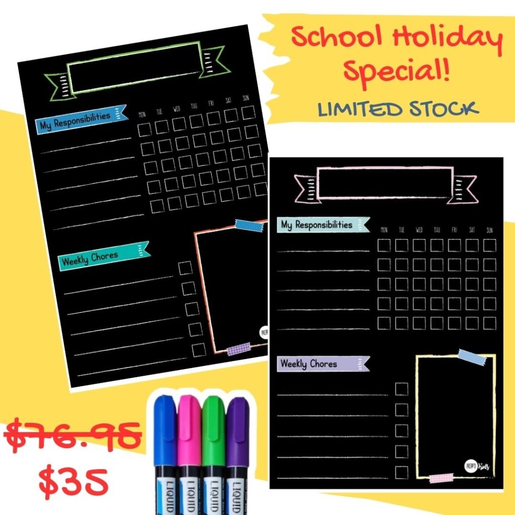 SCHOOL HOLIDAY SPECIAL - NEON+PASTEL Responsibility Chart - Prepp'd Kids - Prepp'd Kids