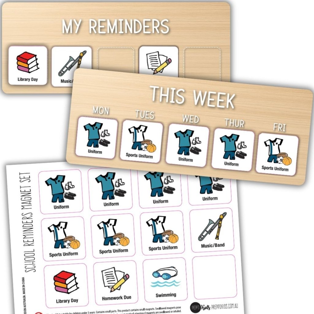 School Reminders Chart - Twin Board Bundle - Prepp'd Kids - Prepp'd Kids