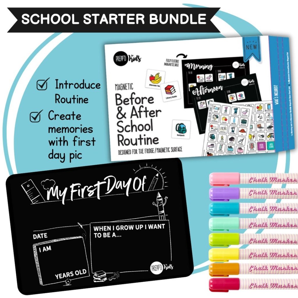 School Starter Bundle - Mono Board / Pastel Chalk(8 Pack) - Prepp'd Kids - Prepp'd Kids