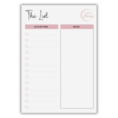 The List (A4) - Light/Blush - Prepp'd Kids - Prepp'd Kids