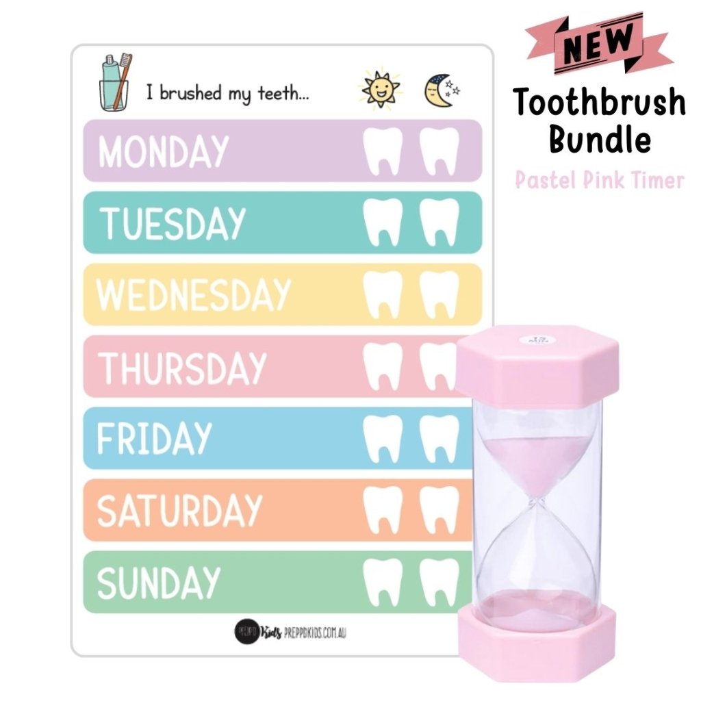 Toothbrush Bundle - Light Pink Timer - Prepp'd Kids - Prepp'd Kids