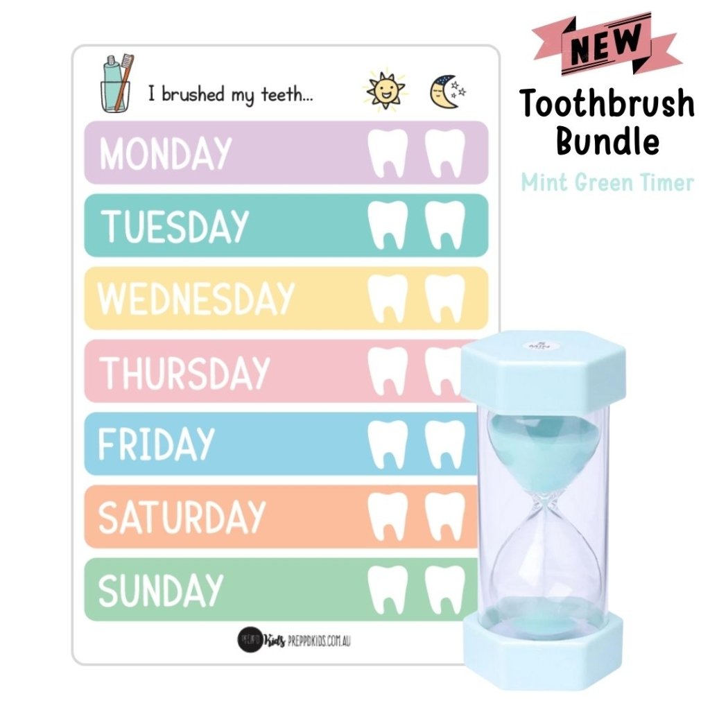 Toothbrush Bundle - Mint Green Timer - Prepp'd Kids - Prepp'd Kids