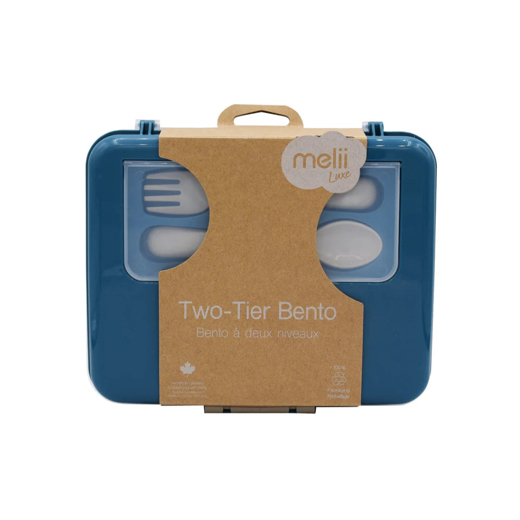 Two Tier Bento Box (incl utensils) - Blue - Prepp'd Kids - Melii