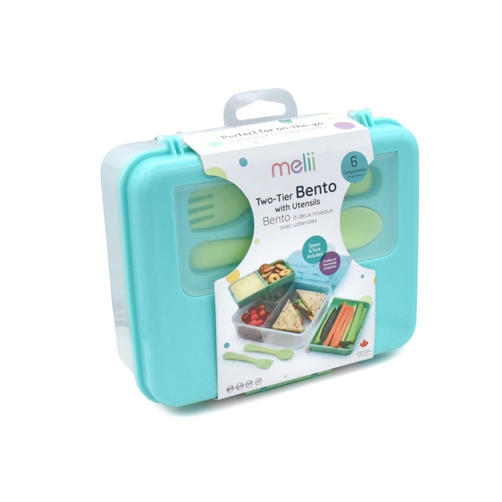Two Tier Bento Box (incl utensils) - Blue / Mint - Prepp'd Kids - Melii