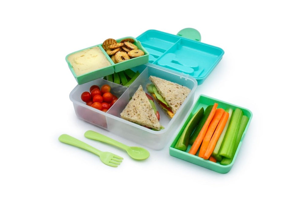 
                      
                        Two Tier Bento Box (incl utensils) - Blue / Mint - Prepp'd Kids - Melii
                      
                    