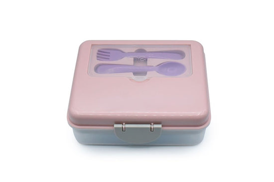 Two Tier Bento Box (incl utensils) - Pink / Grey - Prepp'd Kids - Melii