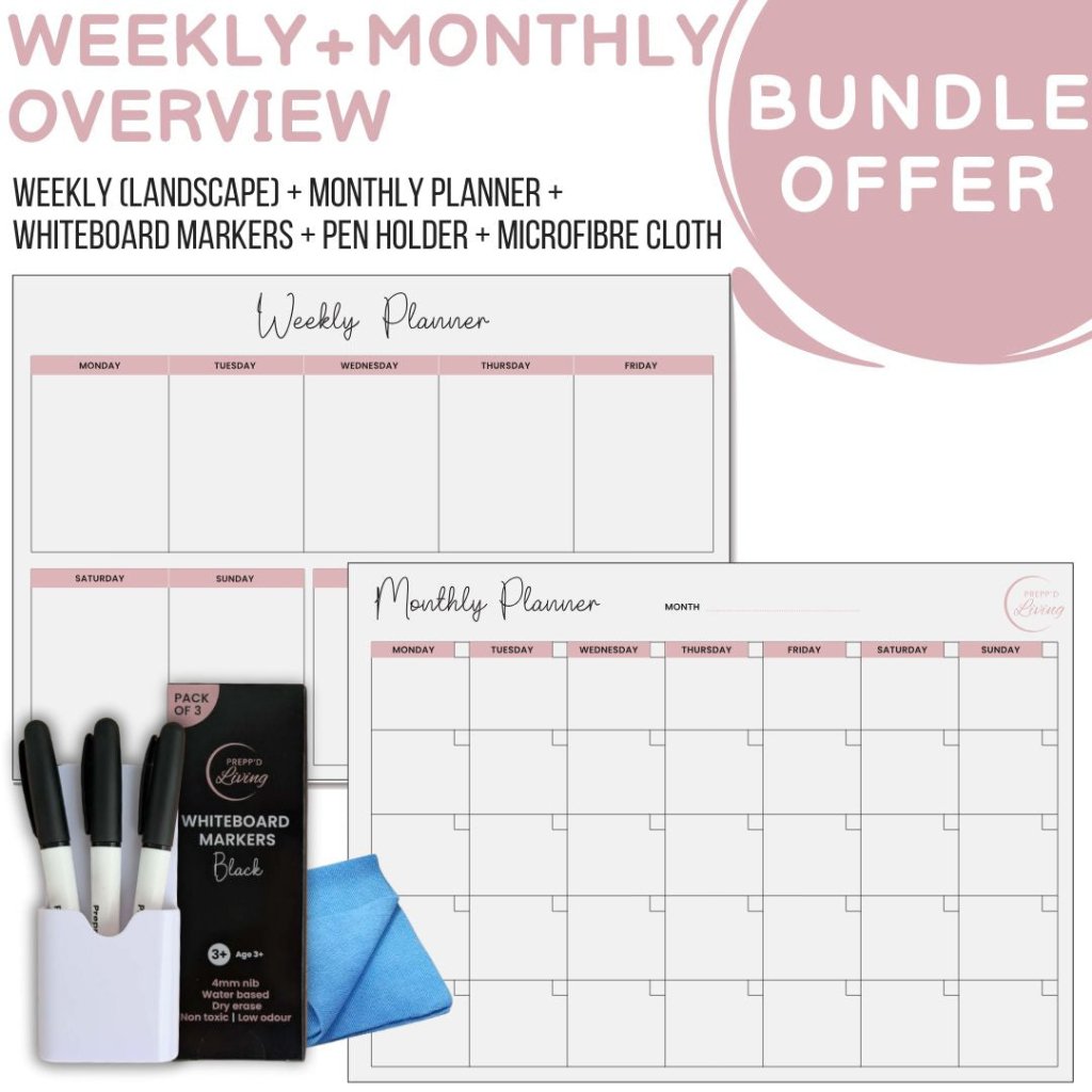 Weekly & Monthly Planner Bundle - Light/Blush - Prepp'd Kids - Prepp'd Kids