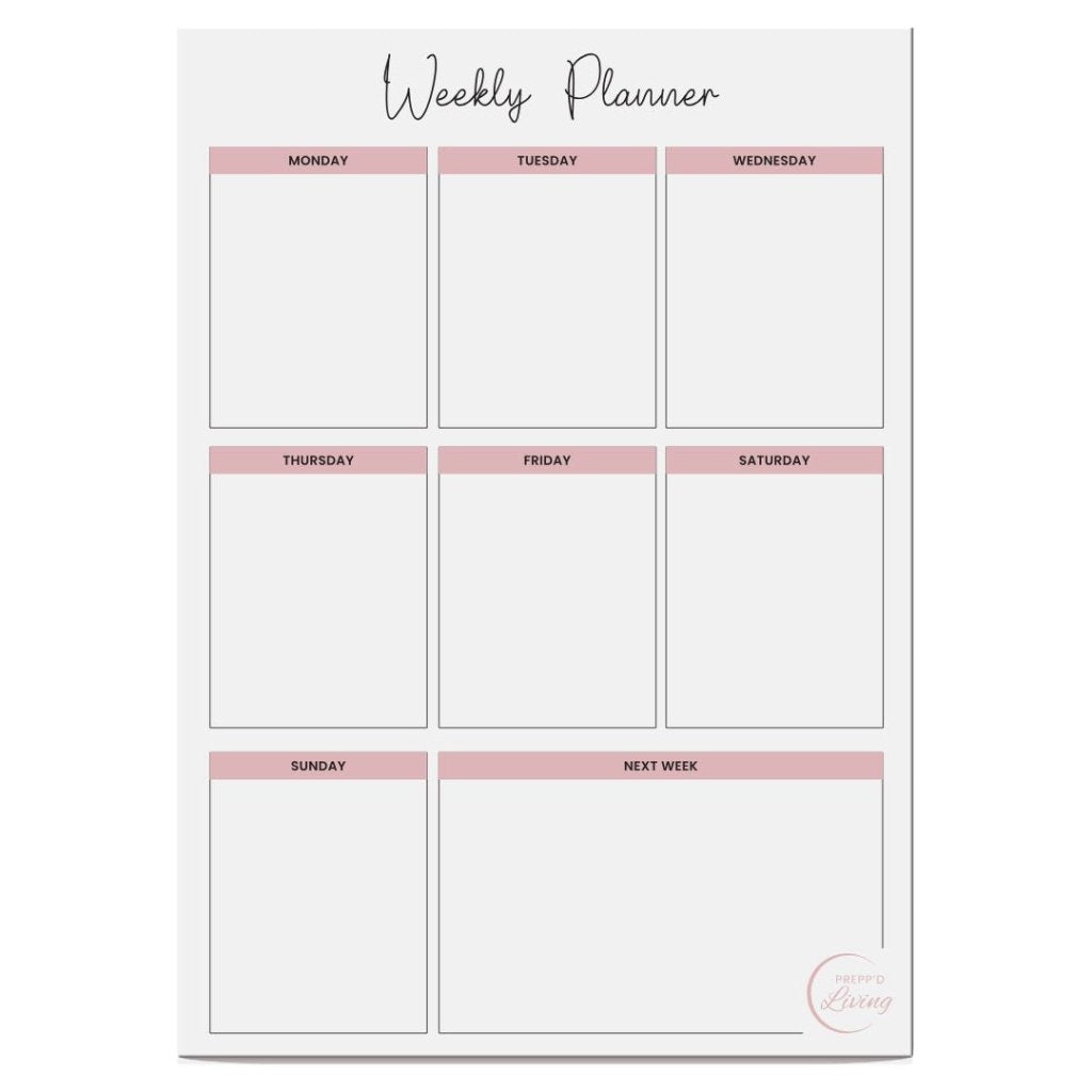 Weekly Planner (Portrait A3) - Light/Blush - Prepp'd Kids - Prepp'd Kids