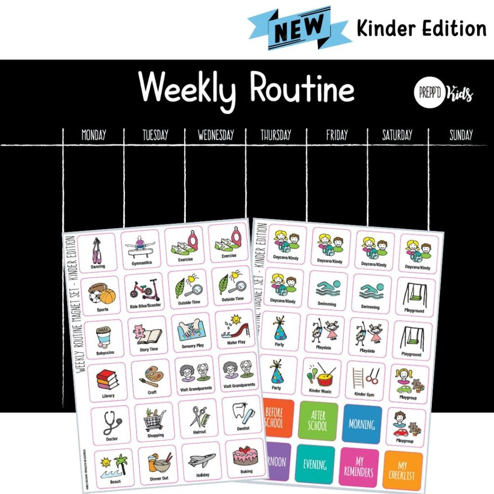 
                  
                    Weekly Routine Chart Set (flexible magnetic) - Kinder Edition - Prepp'd Kids - Prepp'd Kids
                  
                