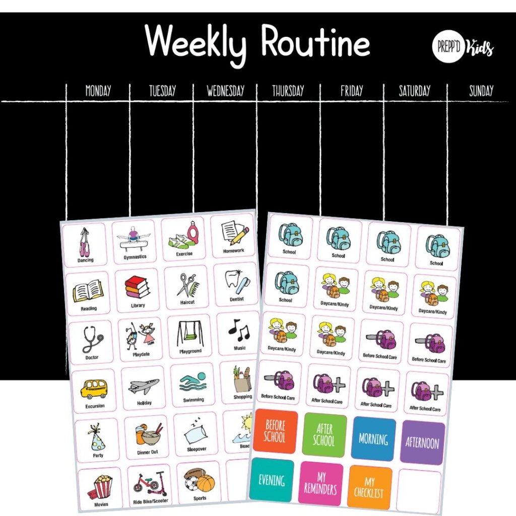 Weekly Routine Chart Printable Labeled Weekly Routine Chart Set - School Edition – Prepp'd Kids