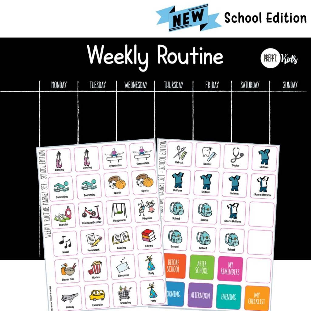 Weekly Routine Chart Set (flexible magnetic) - School Edition - Prepp'd Kids - Prepp'd Kids