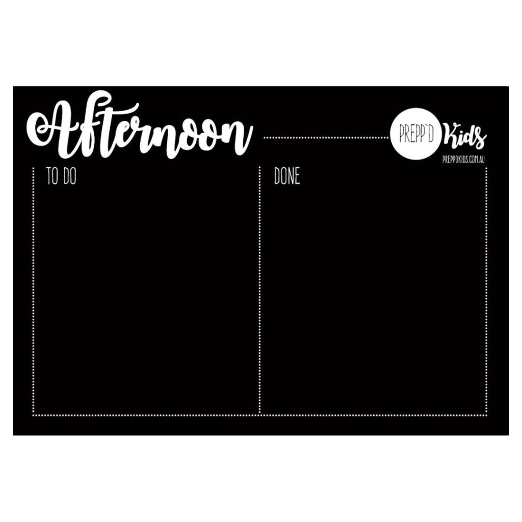 'Afternoon' Chart (A4) - base chart only - Prepp'd Kids - Prepp'd Kids