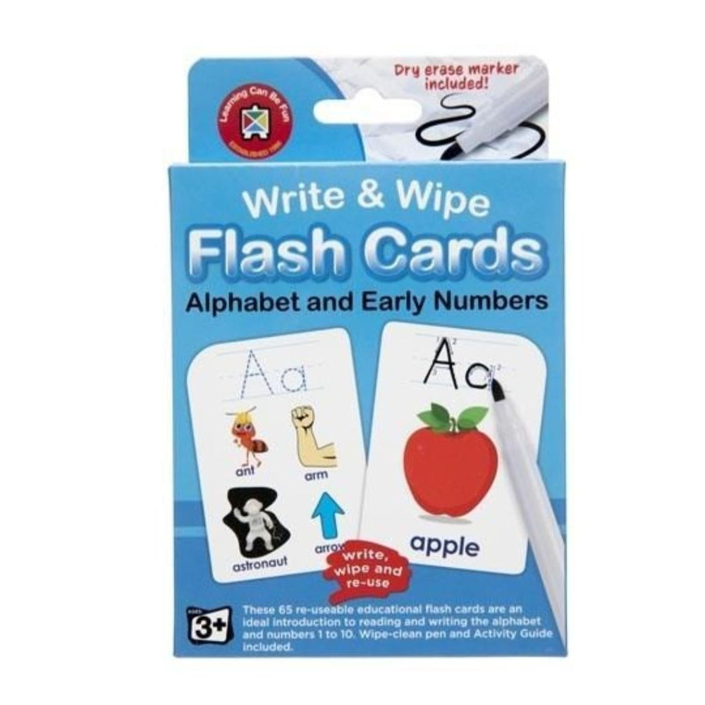 Alphabet & Early Numbers Flash Cards - Write & Wipe w/marker - Prepp'd Kids - Learning Can Be Fun