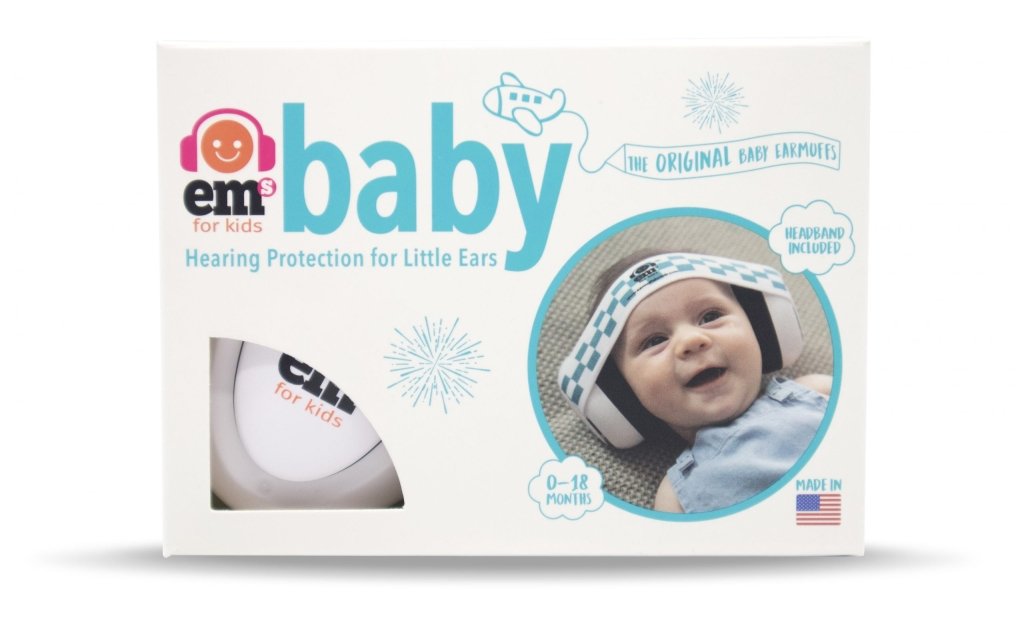 Baby Earmuffs - Blue/White on White - Prepp'd Kids - Ems