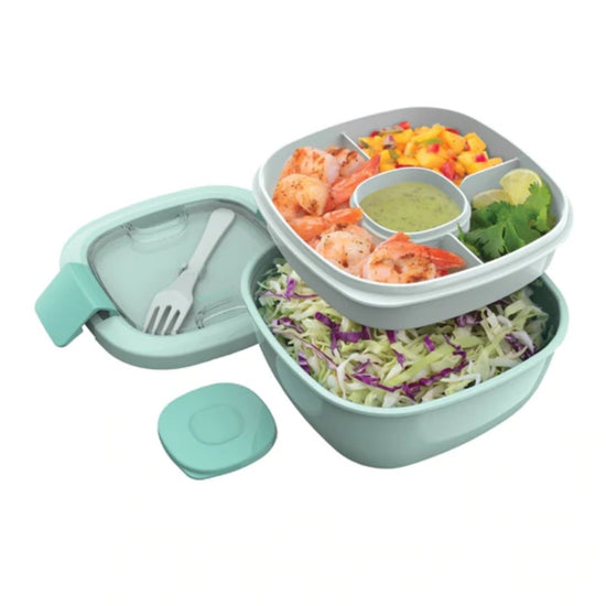Bentgo All-In-One Salad Container - Coastal Aqua - Prepp'd Kids - Bentgo