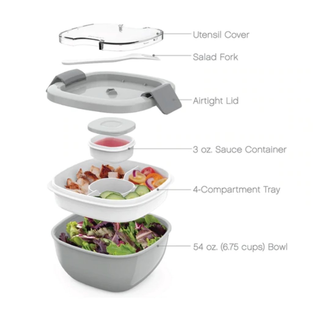 Bentgo All-In-One Salad Container - Grey - Prepp'd Kids - Bentgo