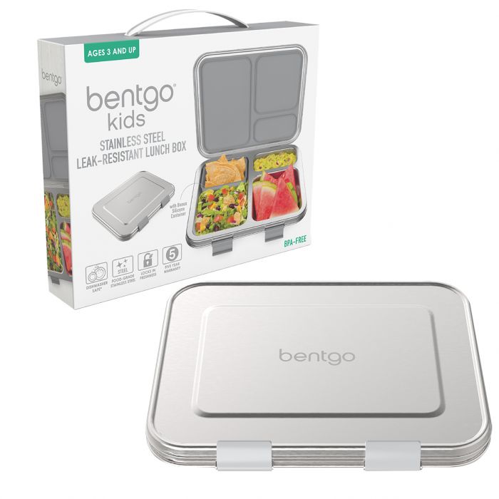 Bentgo Kids Stainless Steel Lunch Box - Silver - Prepp'd Kids - Bentgo