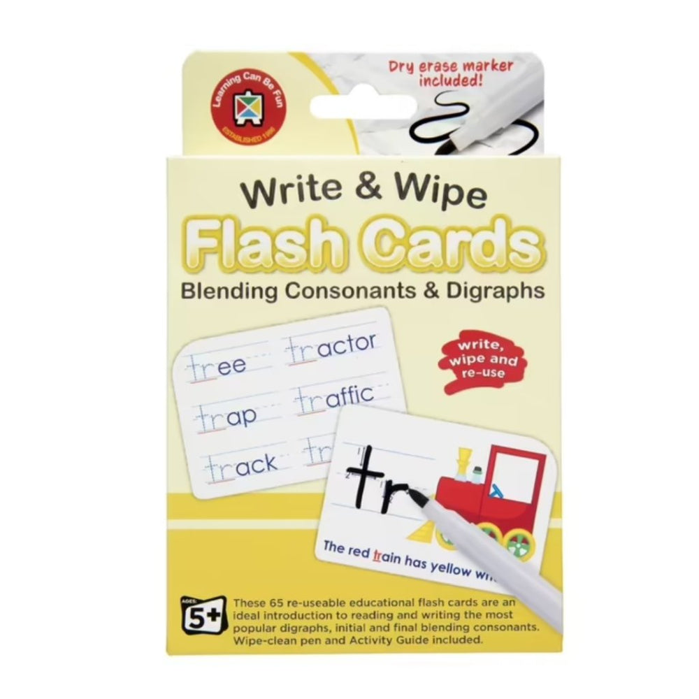 Blending Consonants & Digraphs Flash Cards - Write & Wipe w/marker - Prepp'd Kids - Learning Can Be Fun