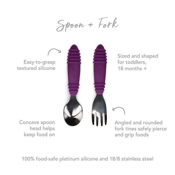 Bumkins Spoon and Fork - Dark Purple - Prepp'd Kids - Bumkins